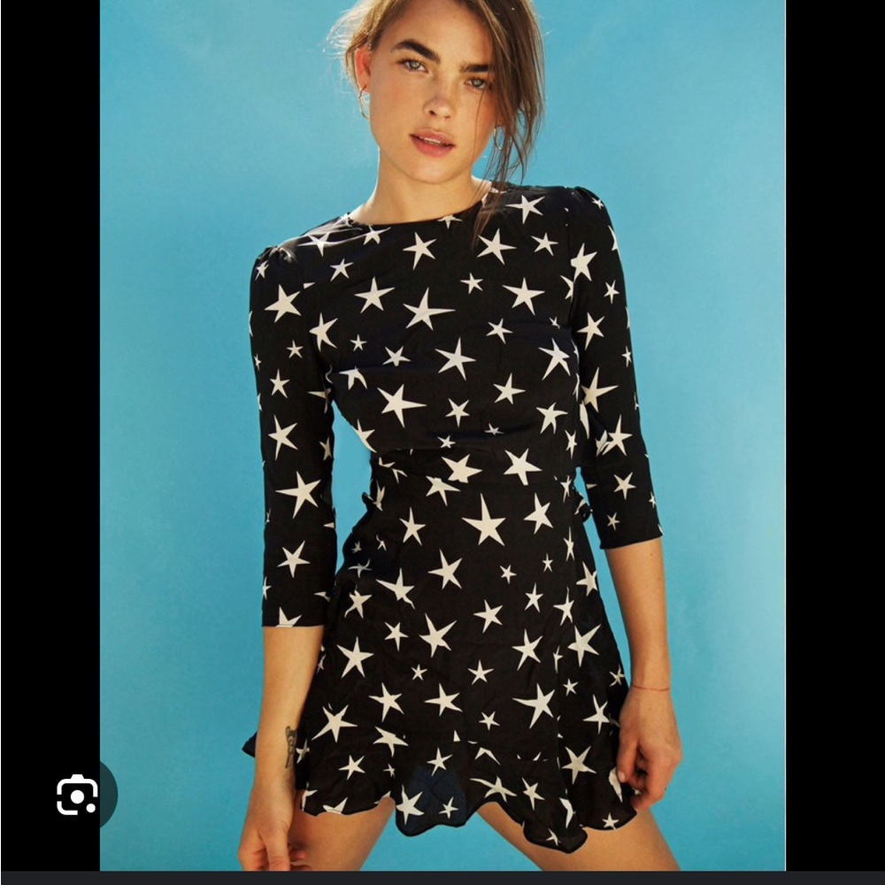Realisation Par Goldie Black and White Fit and Flare Dress 3/4 Sleeve